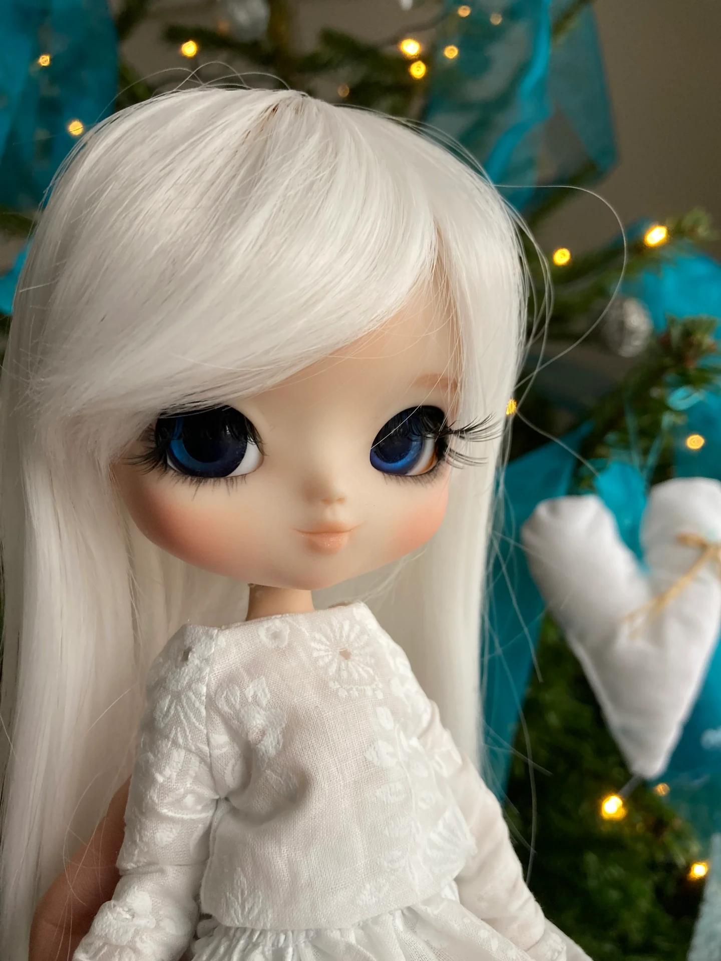 Snow handmade art doll detail 3